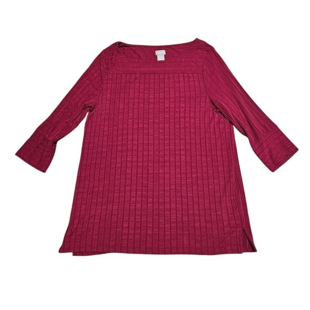 Chico's Ribbed Tunic Top Women Red Size 1 Medium